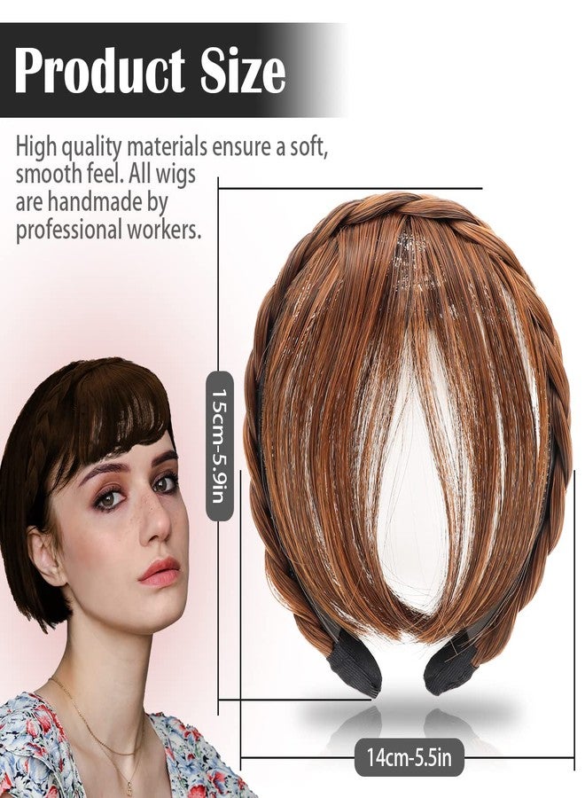 FERCAISH Front Hair Bangs Wigs Headband, Synthetic Wigs Headband for Women Girls (Light Brown) - Image 2